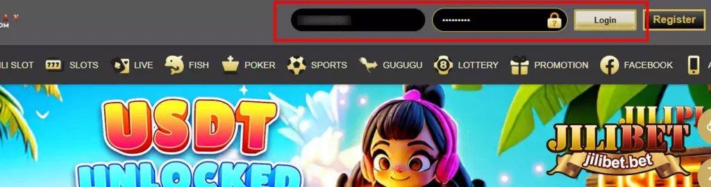 Log in to your JILIBET account