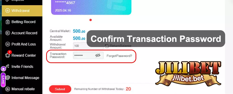 Confirm Transaction Password